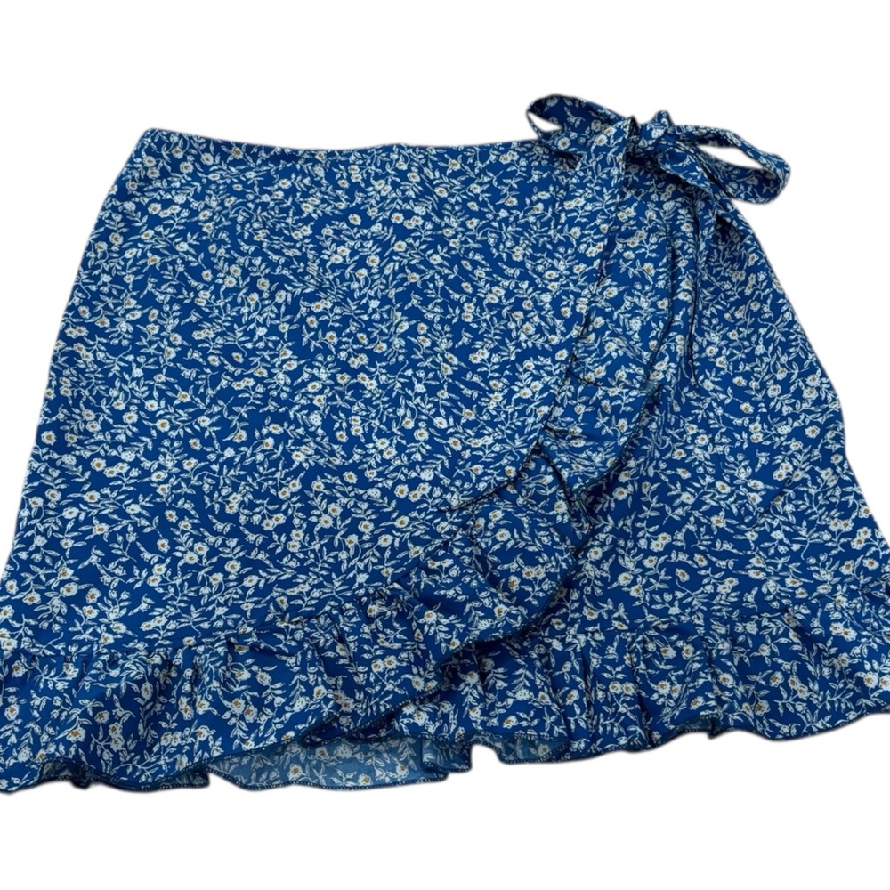 Floral Blue Wrap Skirt